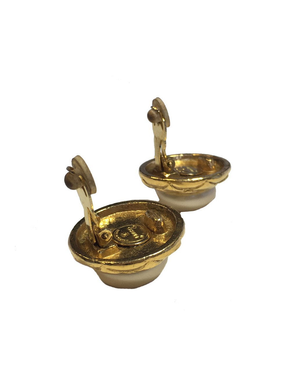 Boucles d'oreille clips CHANEL perle nacrée Vintage