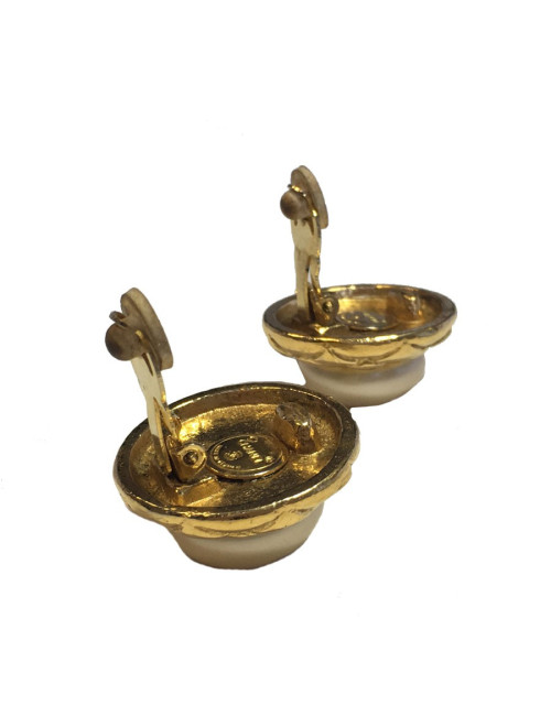 Boucles d'oreille clips CHANEL perle nacrée Vintage