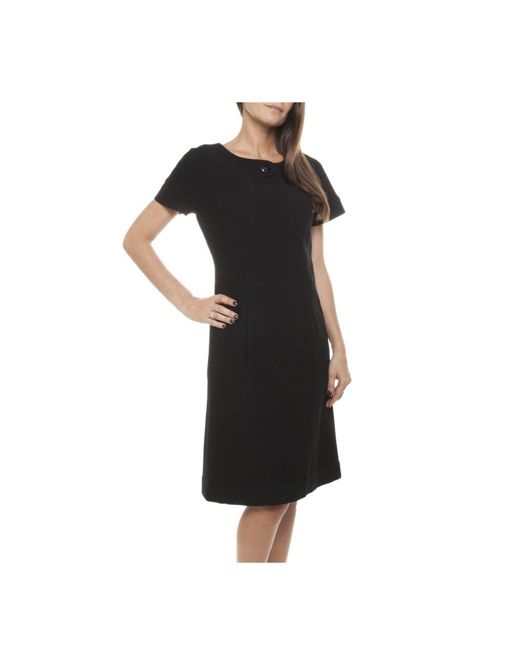 Robe CHANEL T 36 laine noire