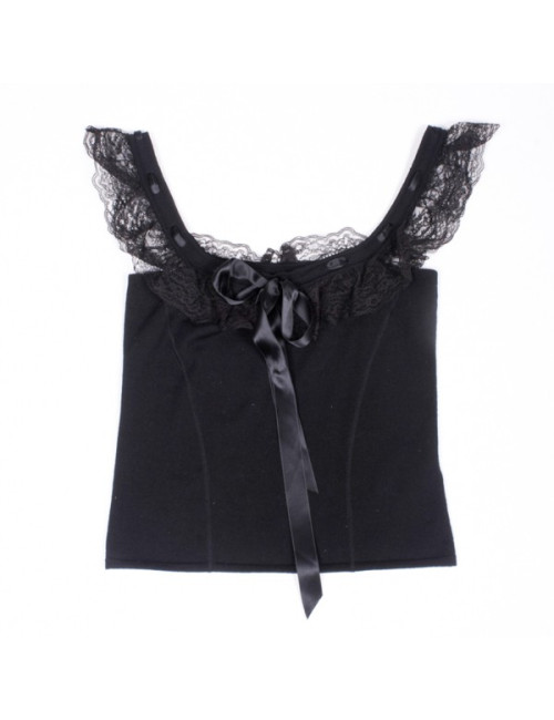 Top VALENTINO dentelle et ruban noir