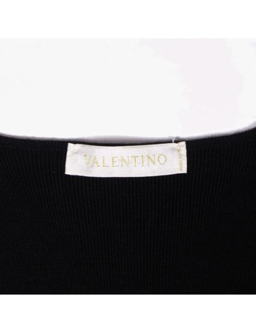 Top VALENTINO noir dentelle blanche