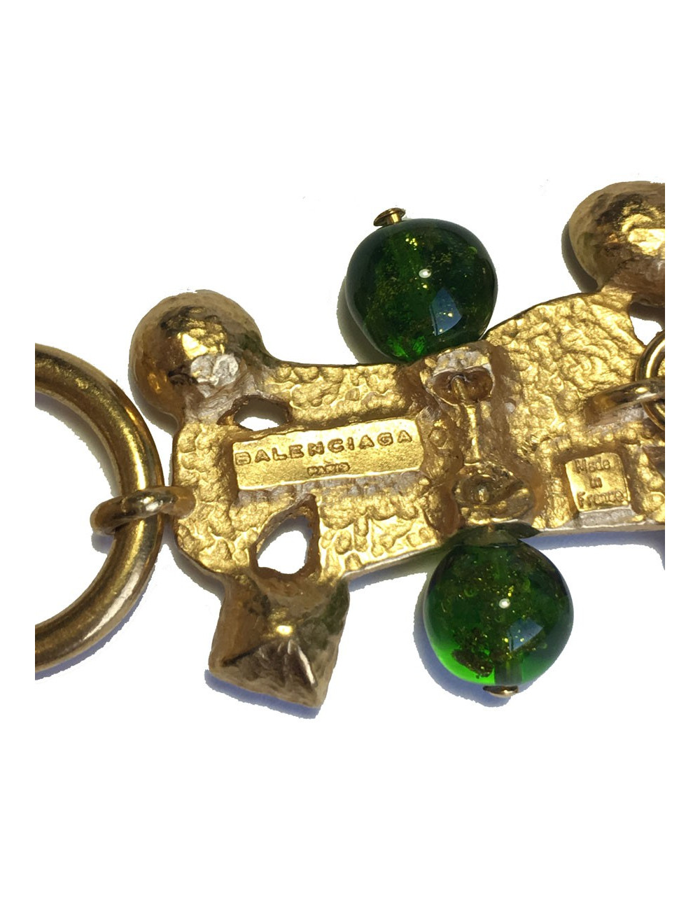 BALENCIAGA belt in gilded metal chain, rhinestones and resin