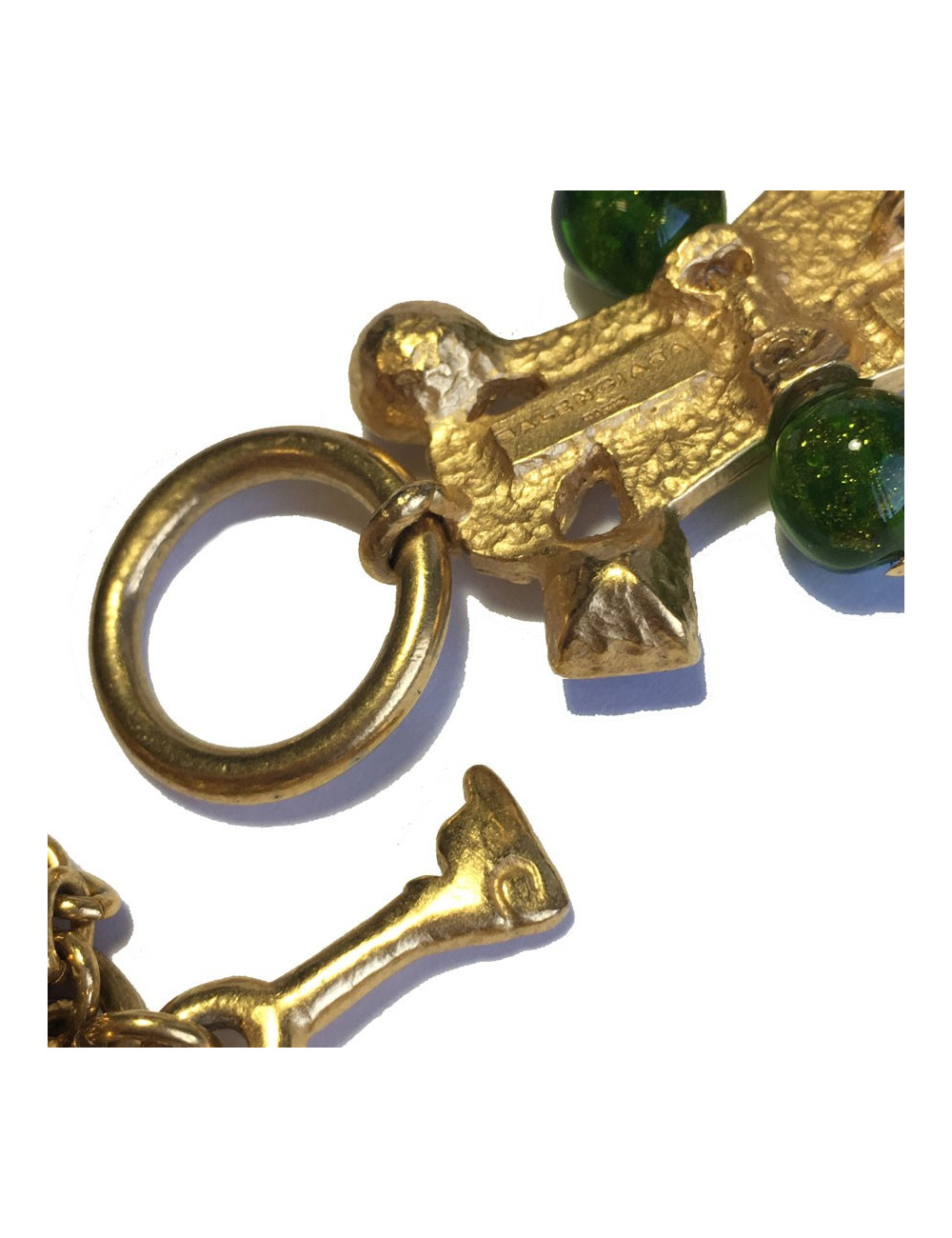 BALENCIAGA belt in gilded metal chain, rhinestones and resin