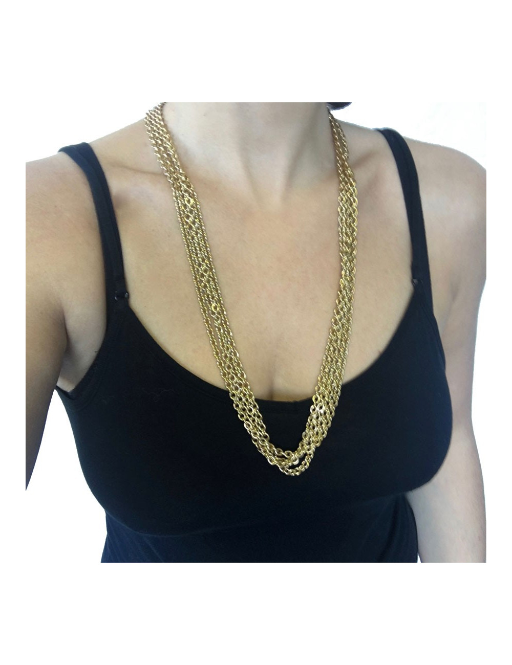 BALENCIAGA belt in gilded metal chain, rhinestones and resin