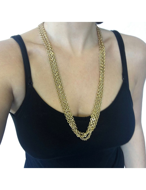 BALENCIAGA belt in gilded metal chain, rhinestones and resin