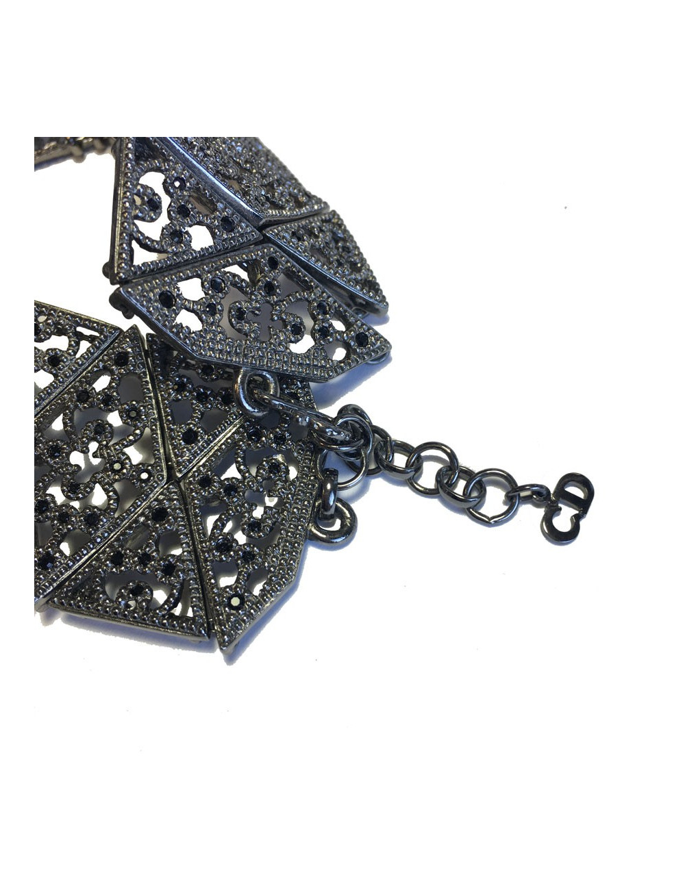 Collier CHRISTIAN DIOR métal argent vieilli 