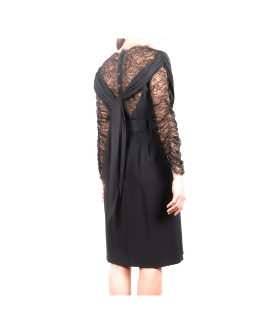 Robe de cocktail CHANEL T 36 en soie et dentelle noire