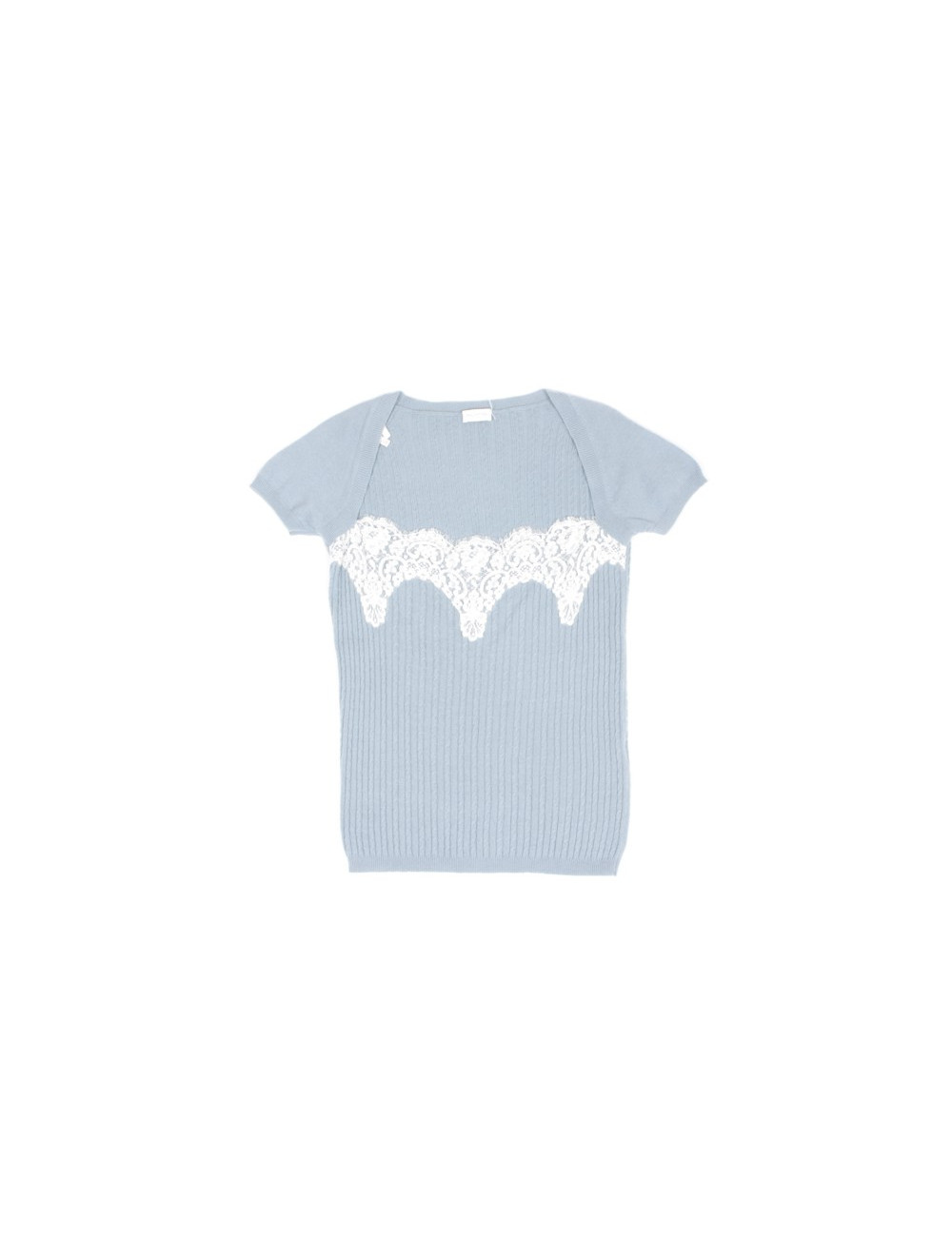 Pullover VALENTINO bleu clair et dentelle