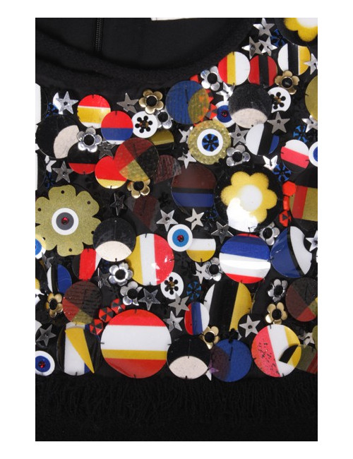 CHANEL dress in black wool and flags embroidery size 38EU