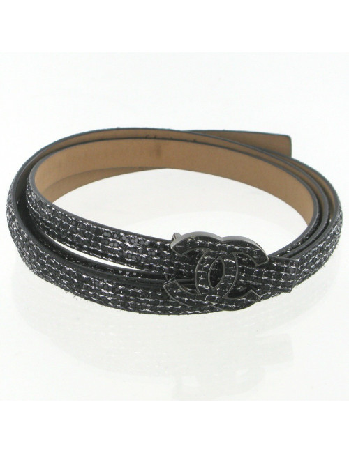 Ceinture CC à paillettes noires CHANEL