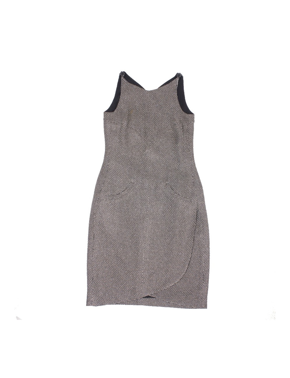 Robe CHANEL T 34 fils lamés argent et noir 