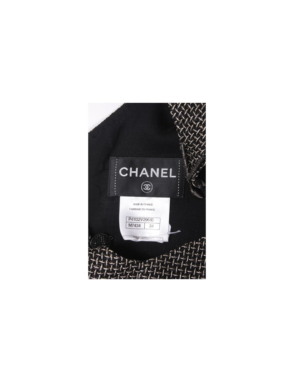 Dress CHANEL T 34 metallic silver and black wires