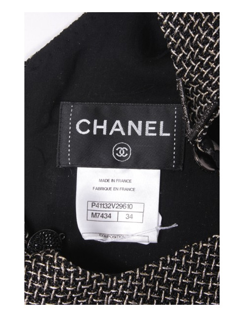 Dress CHANEL T 34 metallic silver and black wires