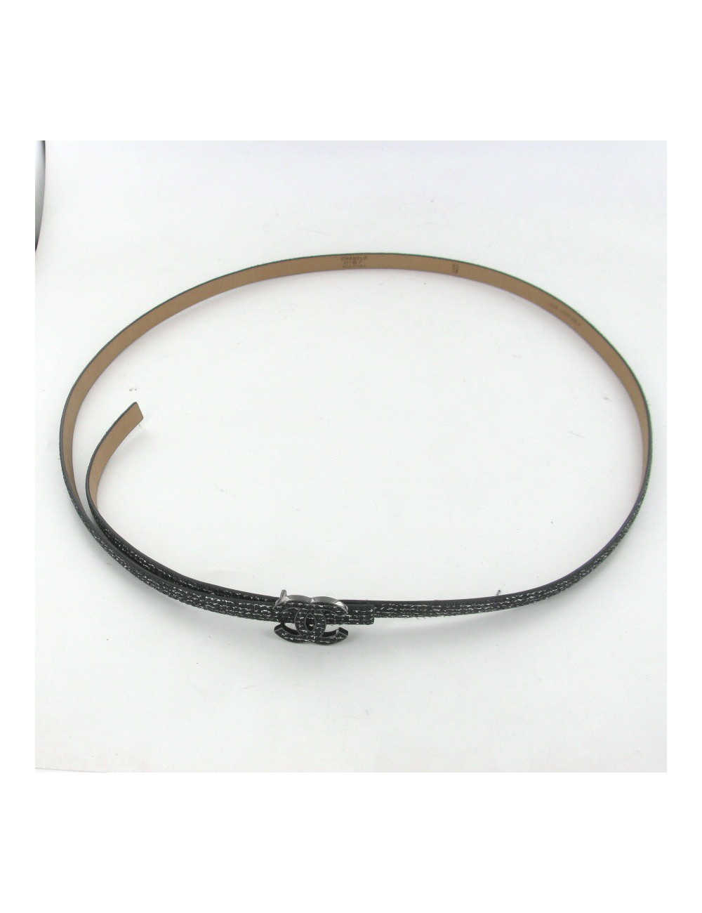 Ceinture CC à paillettes noires CHANEL