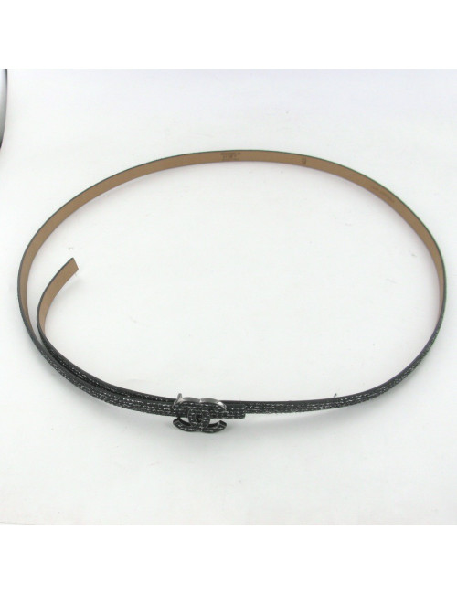 Ceinture CC à paillettes noires CHANEL