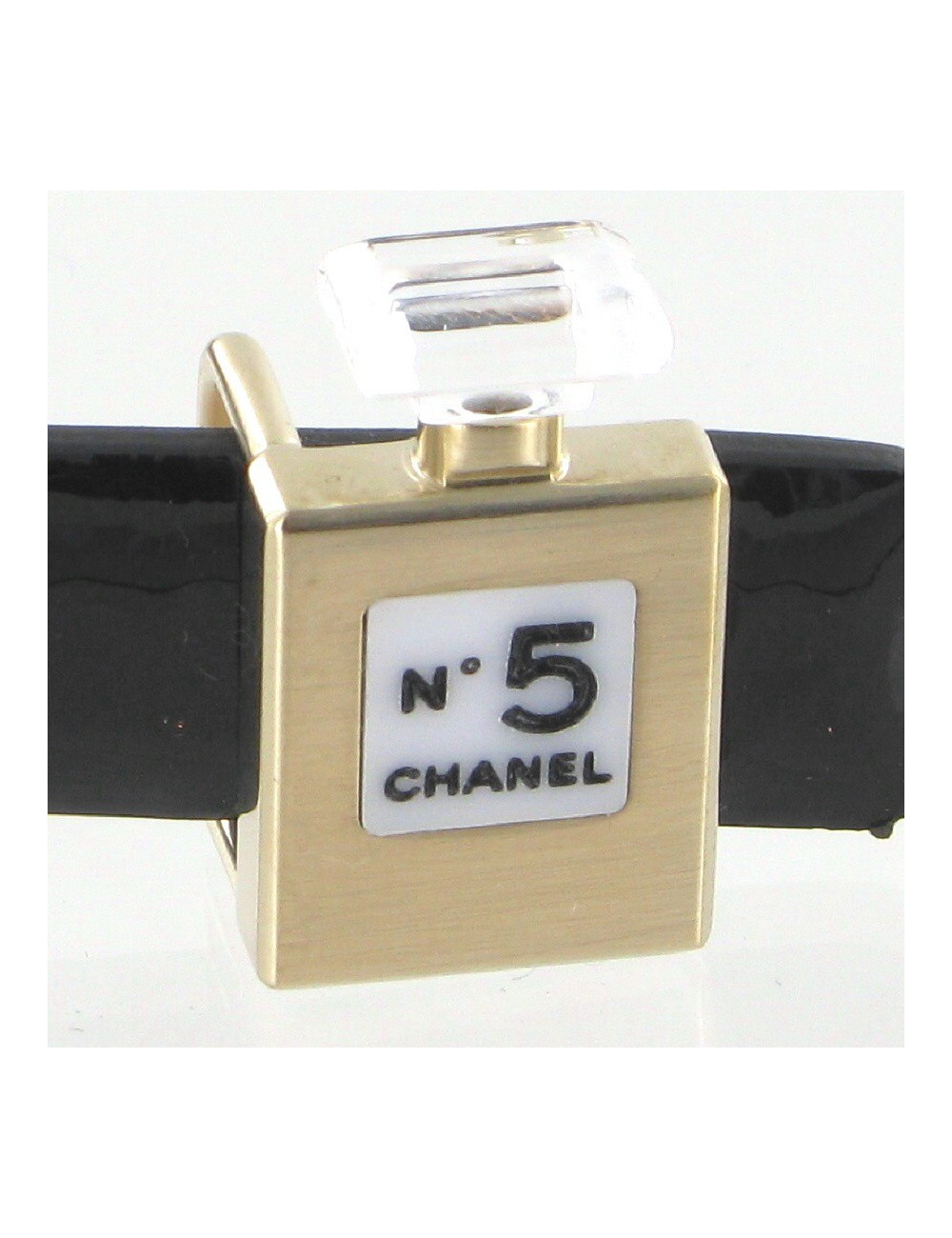 Ceinture en cuir vernis noir CHANEL