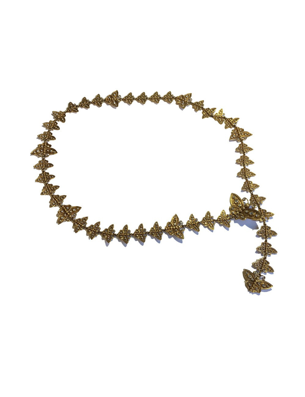 Ceinture CHRISTIAN DIOR Couture vintage en métal doré et strass