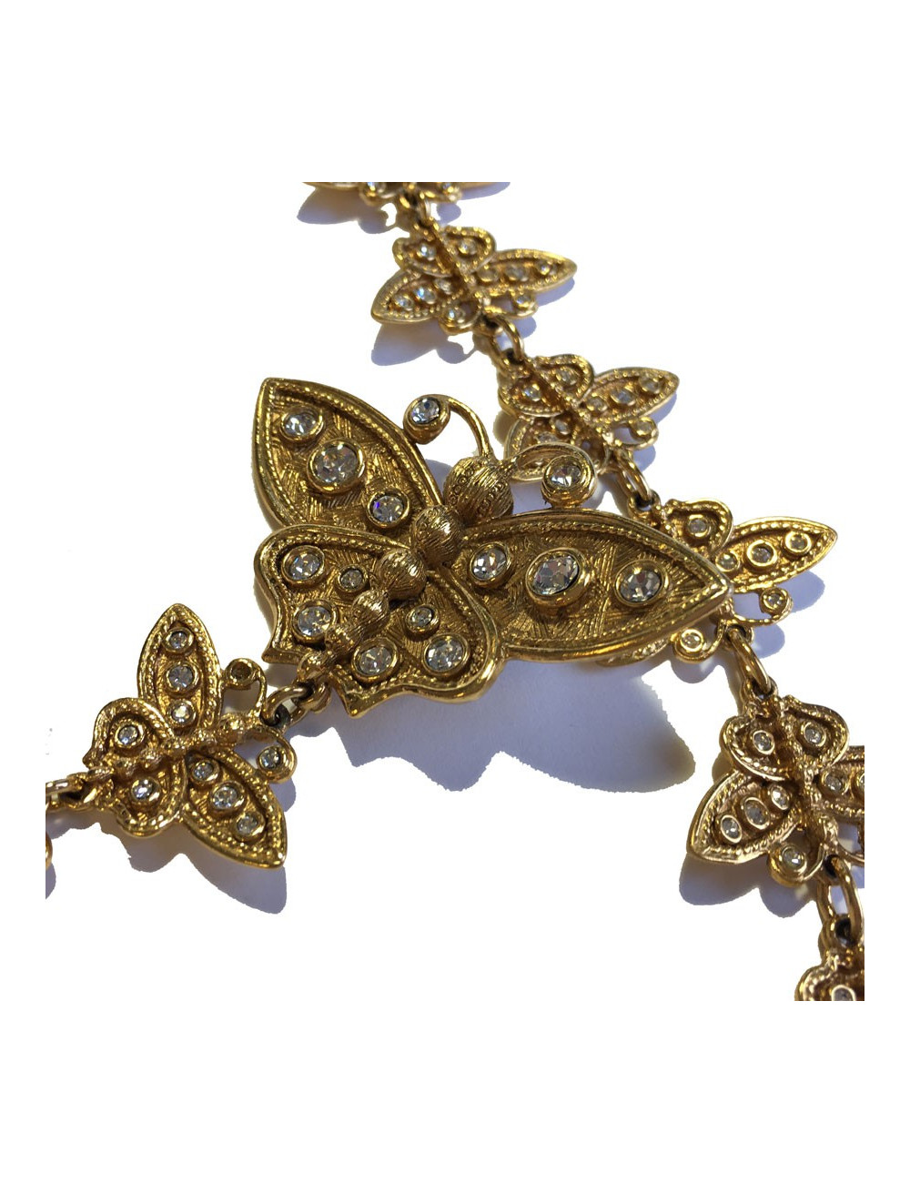 Ceinture CHRISTIAN DIOR Couture vintage en métal doré et strass