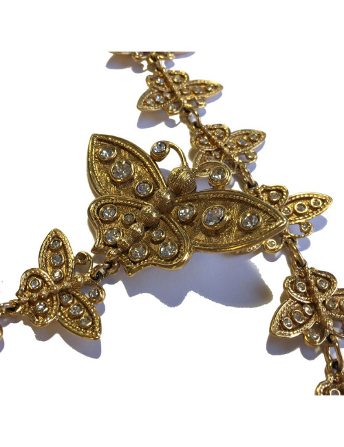 Ceinture CHRISTIAN DIOR Couture vintage en métal doré et strass