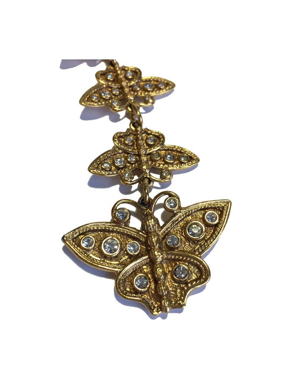 Ceinture CHRISTIAN DIOR Couture vintage en métal doré et strass