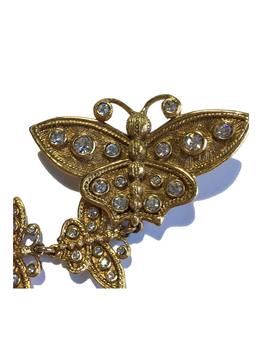 Ceinture CHRISTIAN DIOR Couture vintage en métal doré et strass