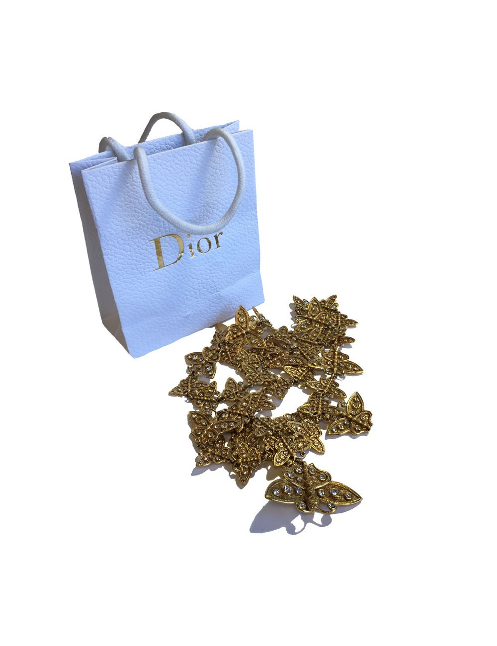 Ceinture CHRISTIAN DIOR Couture vintage en métal doré et strass