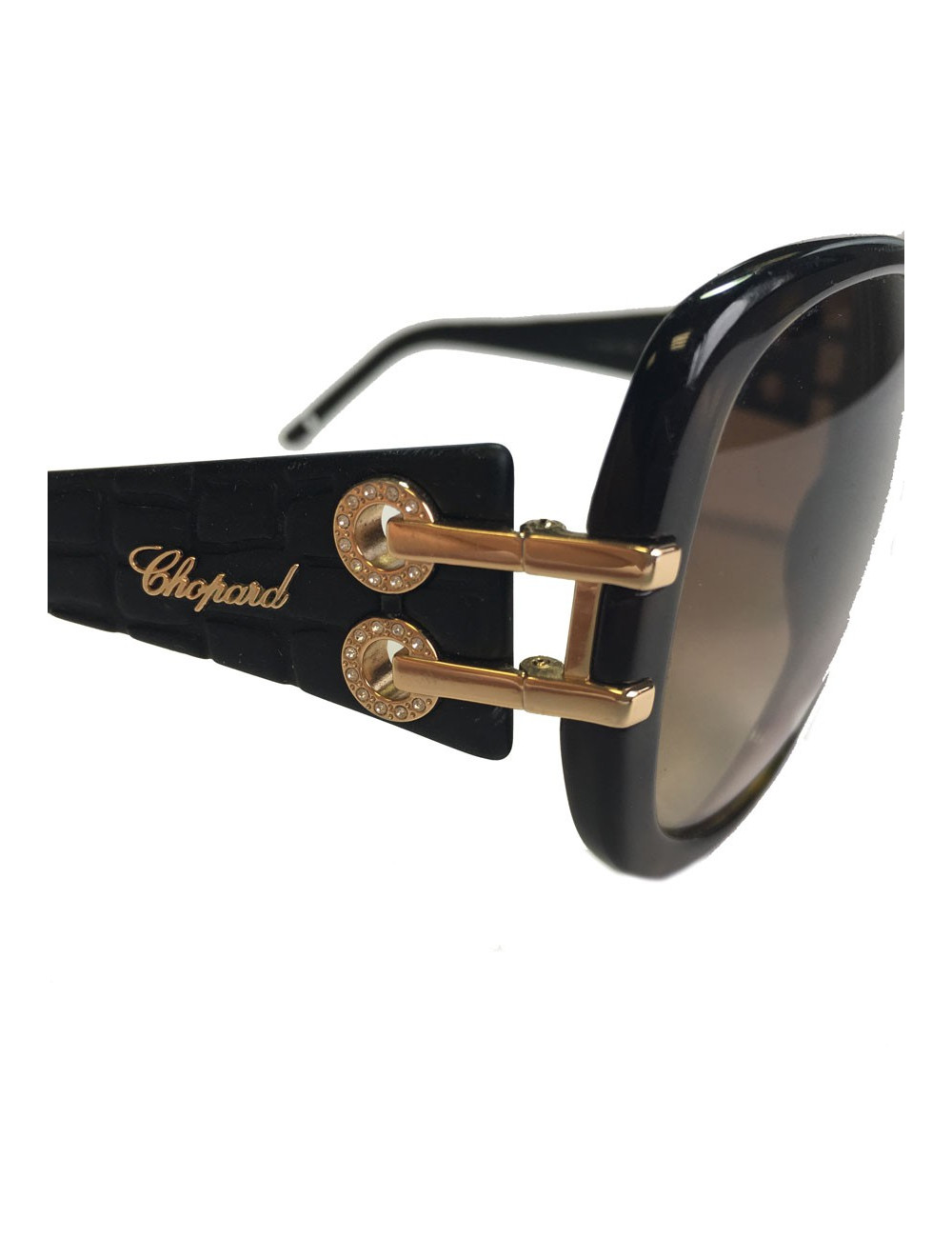 Lunettes de soleil CHOPARD écaille marron foncé et branches noires