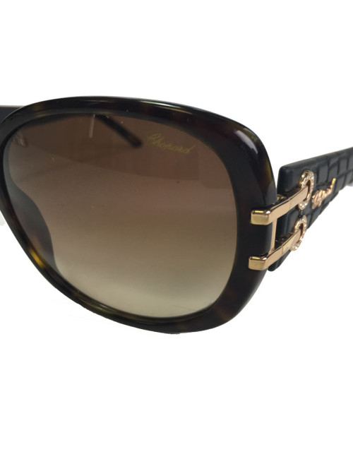 Lunettes de soleil CHOPARD écaille marron foncé et branches noires