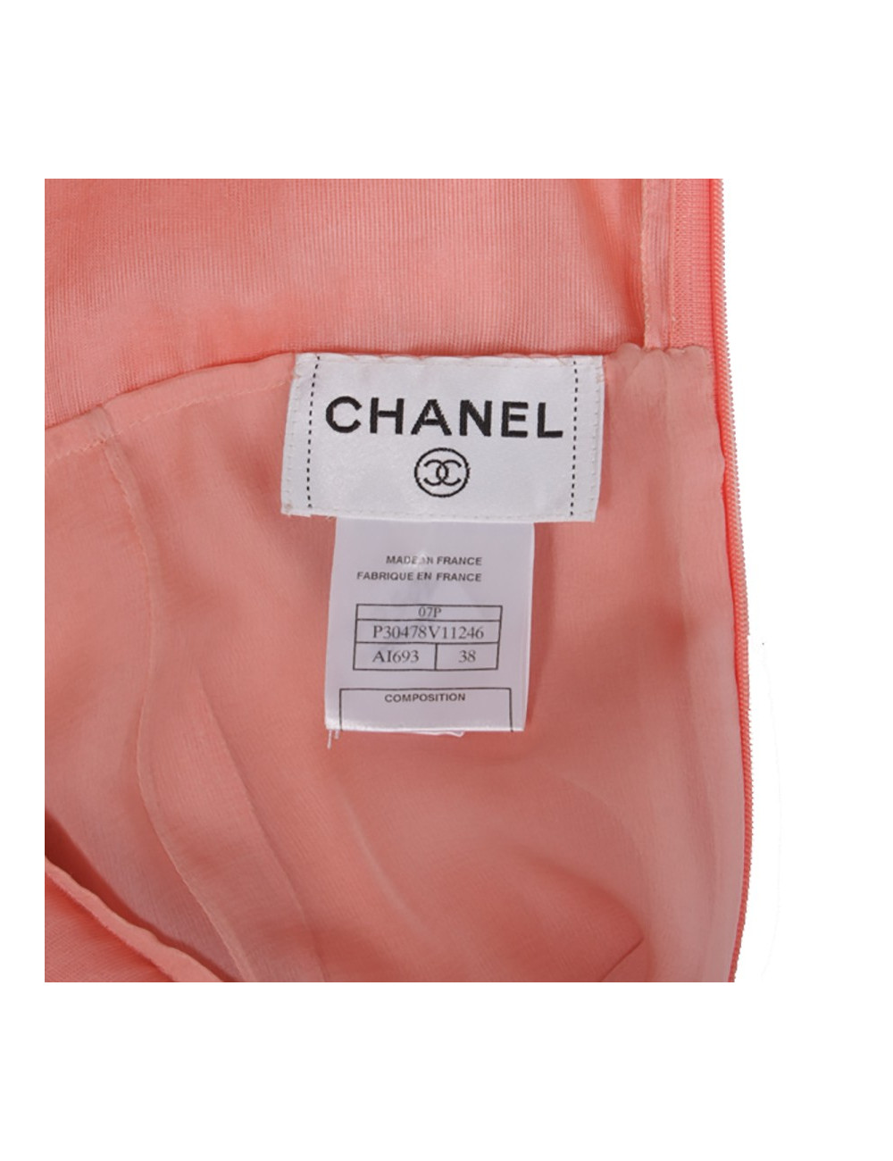 Dress pale salmon CHANEL chiffon silk T38