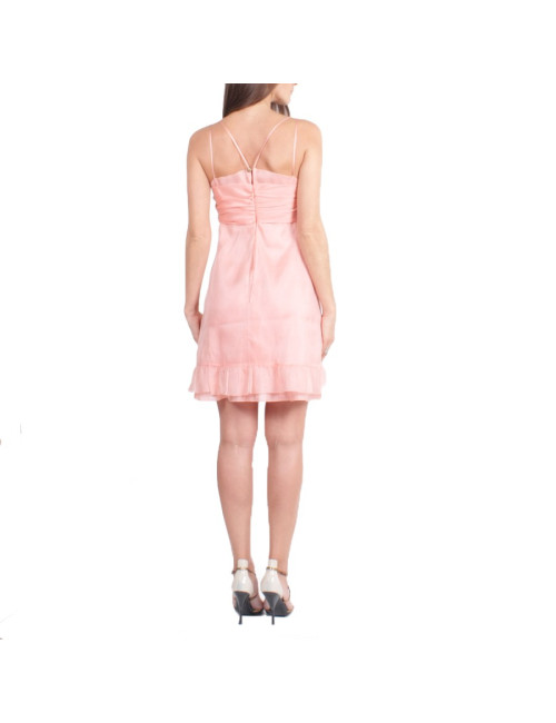 Dress pale salmon CHANEL chiffon silk T38