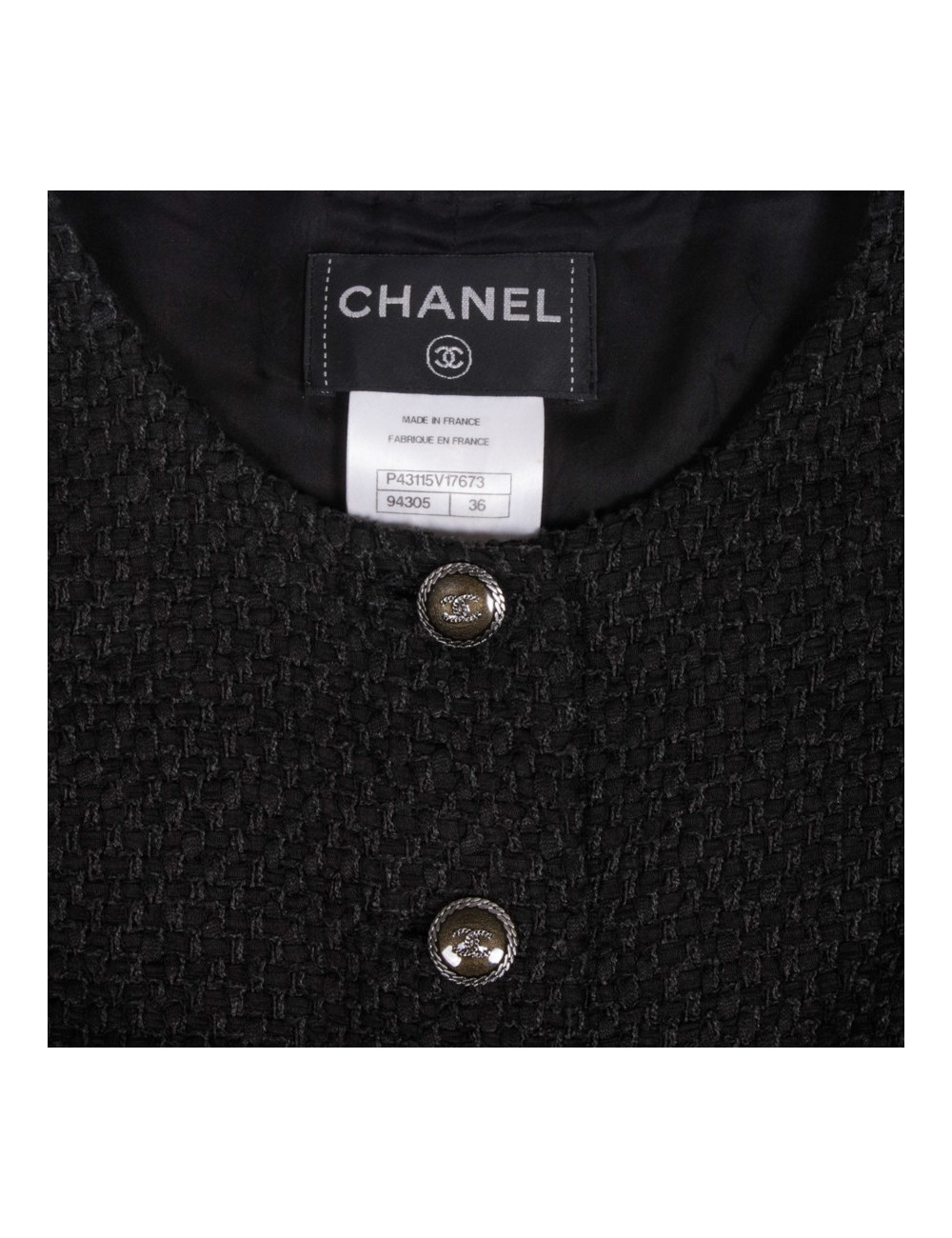 CHANEL T 36 EN black tweed dress