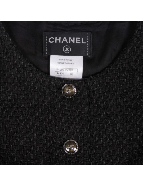 CHANEL T 36 EN black tweed dress
