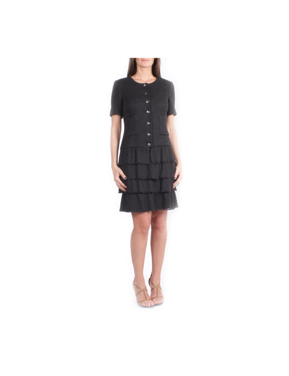 Robe CHANEL T 36 FR tweed noir