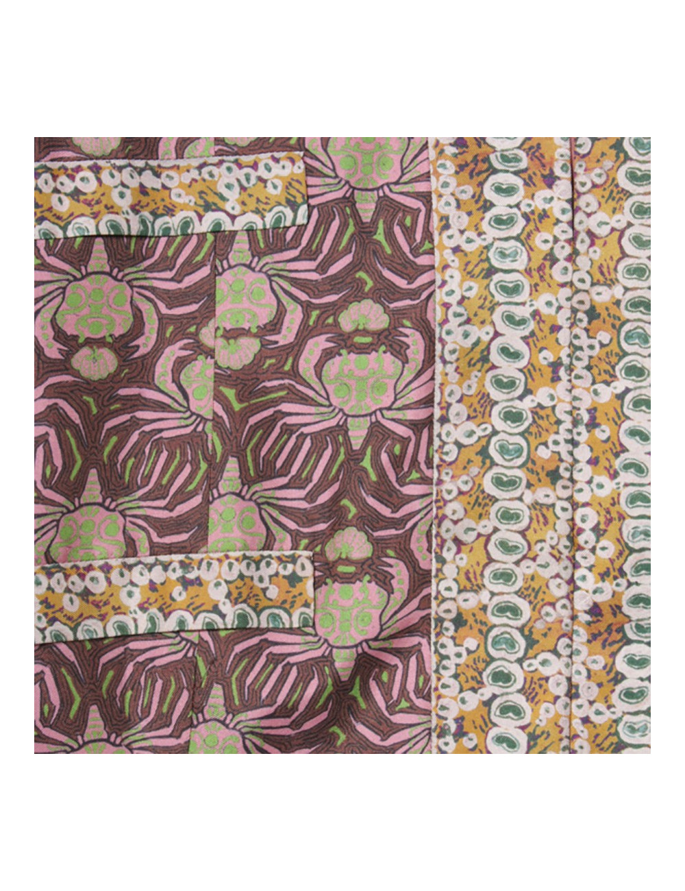 All jacket and pants ROCHAS T 44 IT / EN 40 silk printed pink and Brown