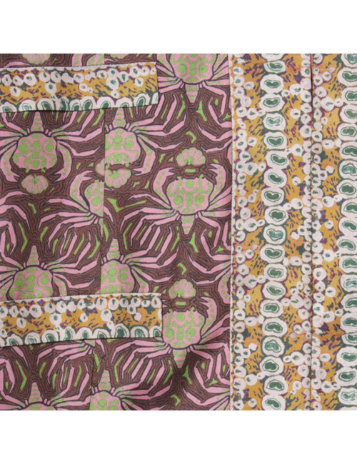 Ensemble veste et pantalon ROCHAS T 44 IT/ 40 FR en soie imprimé rose et marron