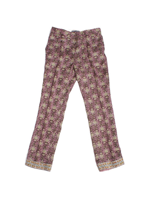 All jacket and pants ROCHAS T 44 IT / EN 40 silk printed pink and Brown