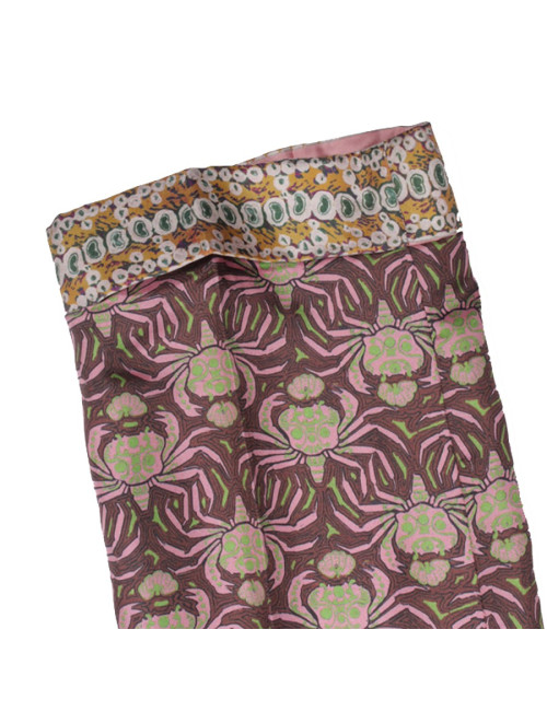 All jacket and pants ROCHAS T 44 IT / EN 40 silk printed pink and Brown