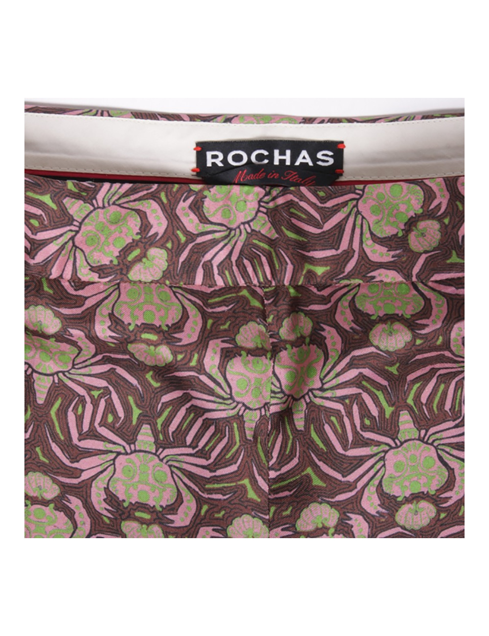All jacket and pants ROCHAS T 44 IT / EN 40 silk printed pink and Brown