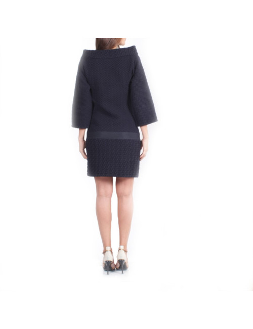 Robe CHANEL T 34 FR en laine bleu marine 