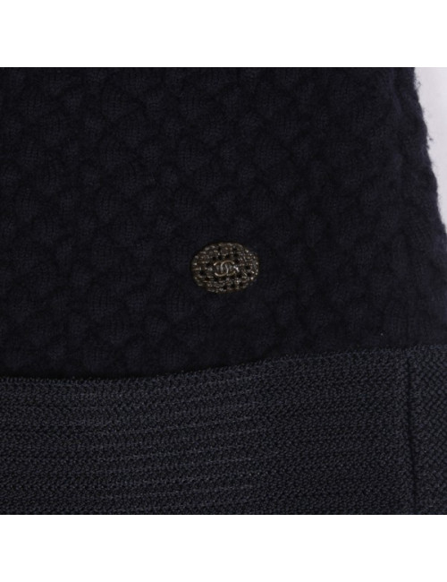 Robe CHANEL T 34 FR en laine bleu marine 