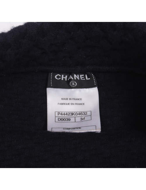 Robe CHANEL T 34 FR en laine bleu marine 