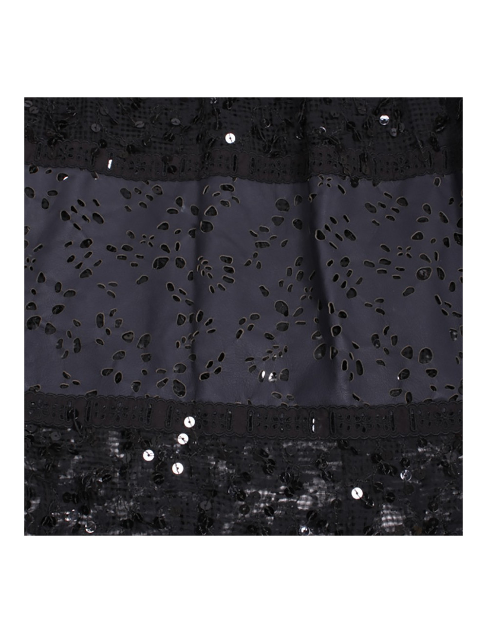 Robe du soir CHANEL  T 36 noire en soie et cuir 