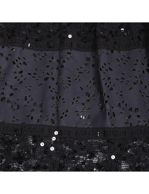 Evening dress CHANEL T 36 EN black silk and leather