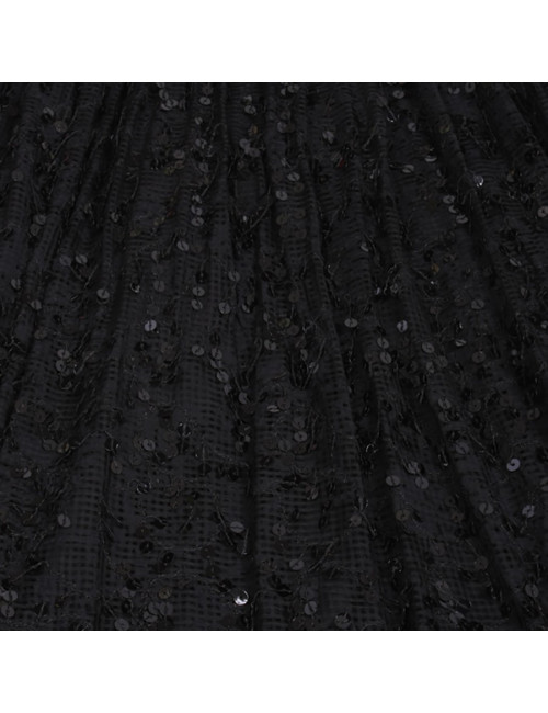 Robe du soir CHANEL  T 36 noire en soie et cuir 