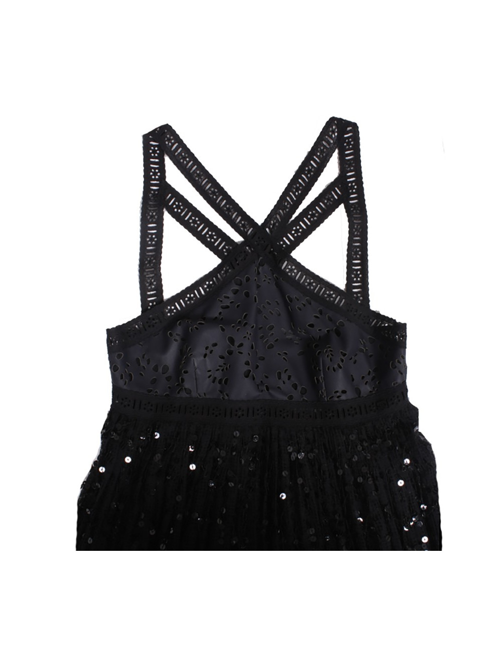 Evening dress CHANEL T 36 EN black silk and leather