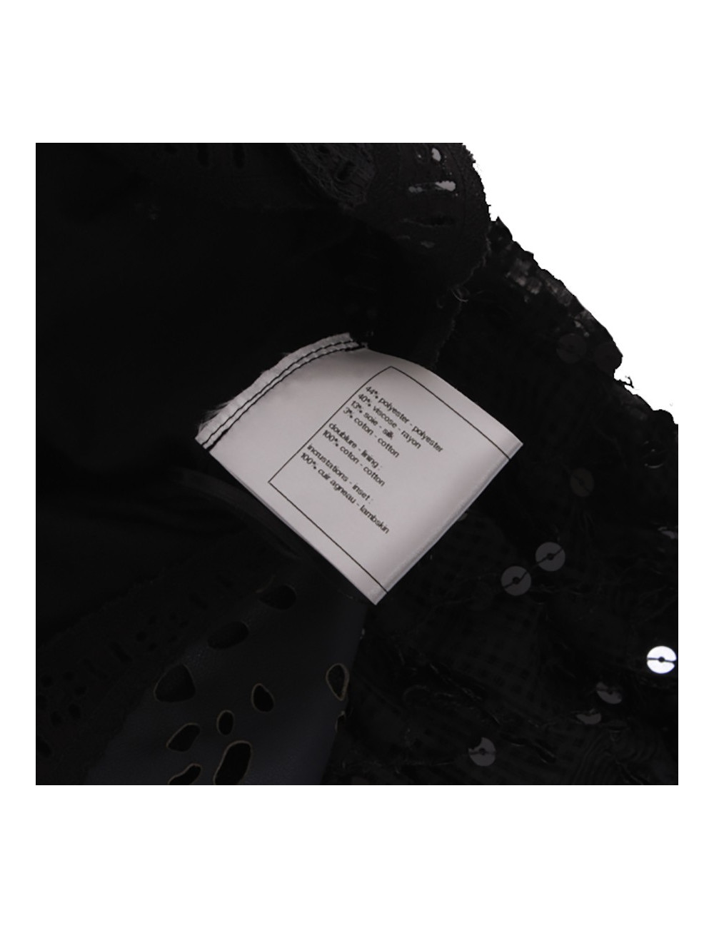 Evening dress CHANEL T 36 EN black silk and leather