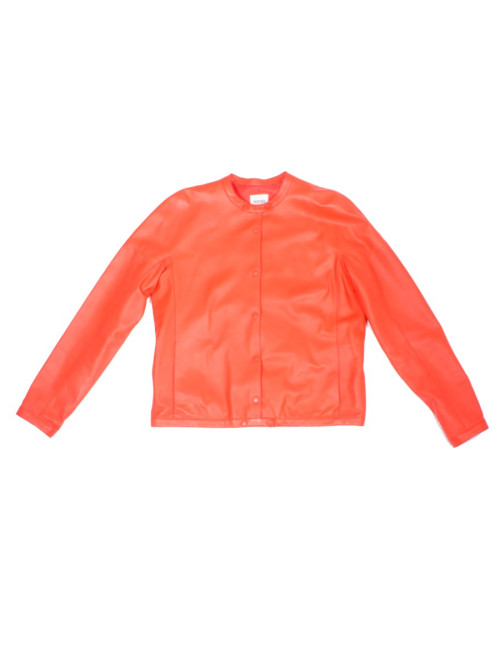 Blouson HERMES T 40 cuir d'agneau orange