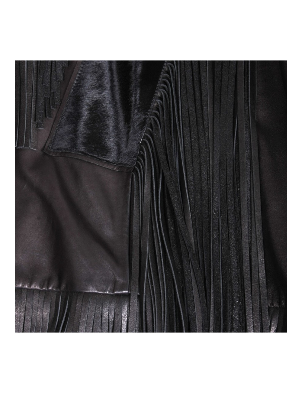 TOM FORD fringed Top in black leather size 38EU