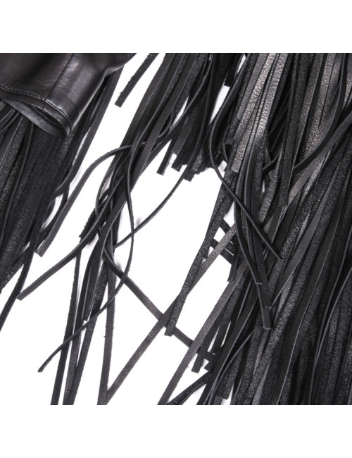 TOM FORD fringed Top in black leather size 38EU