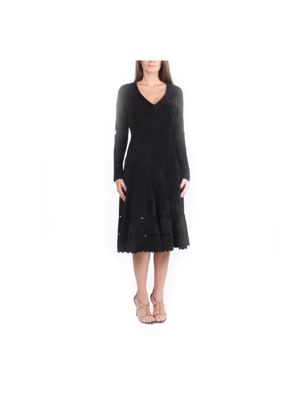 Robe ALAIA T 40 en velours stretch noir 